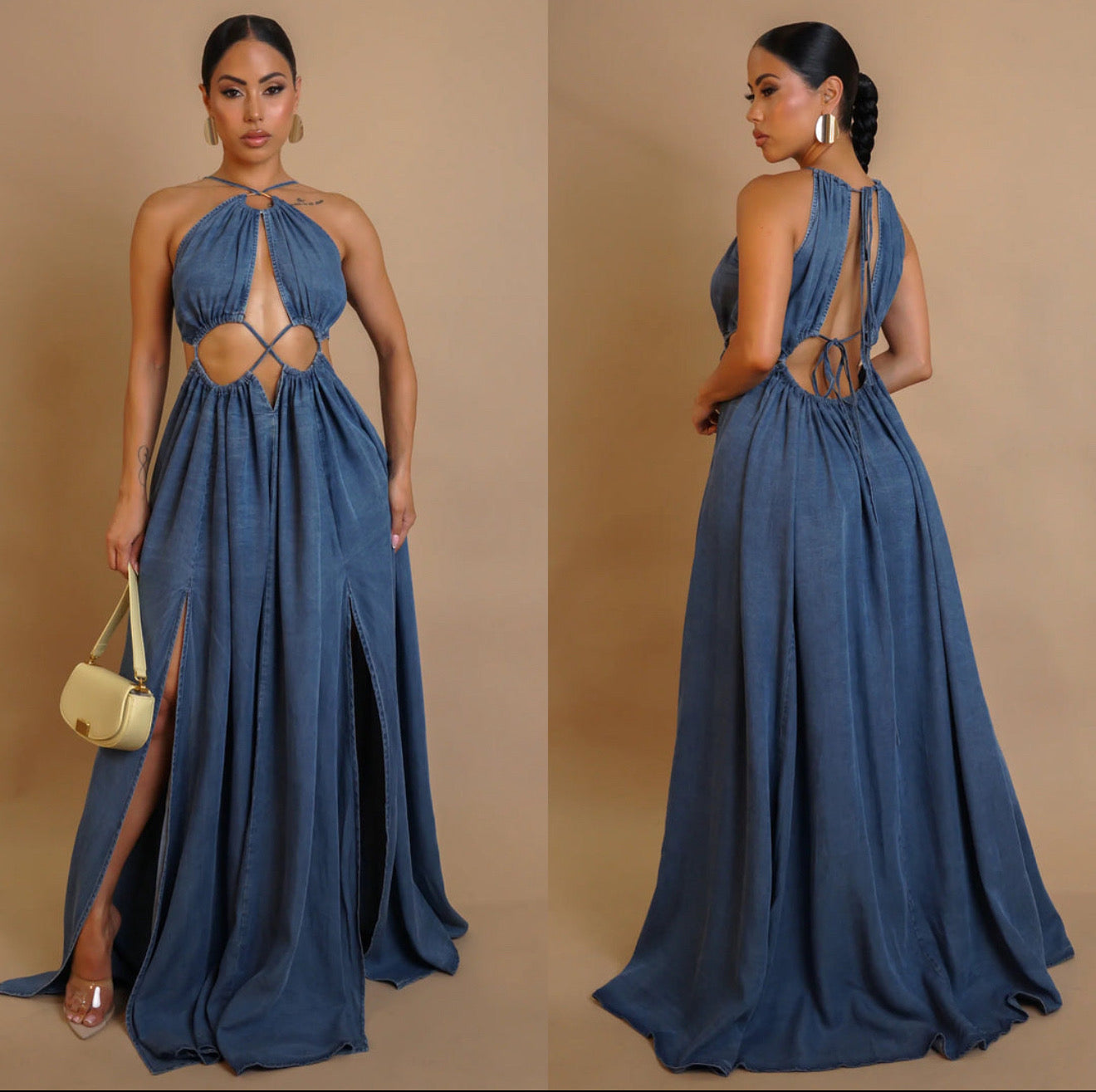 Sophisticated Denim Maxi Dress