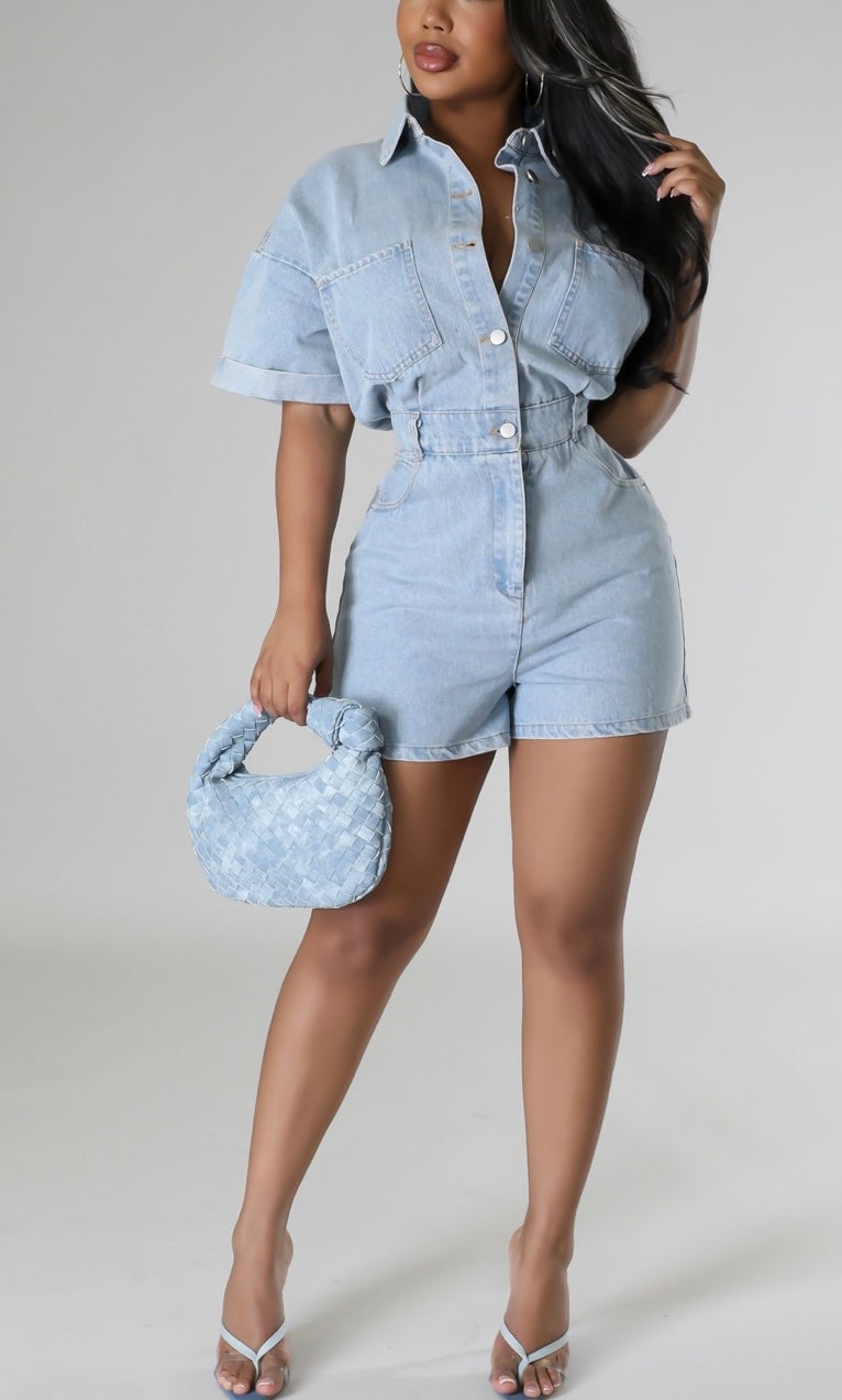 Chill Vibes Denim Romper