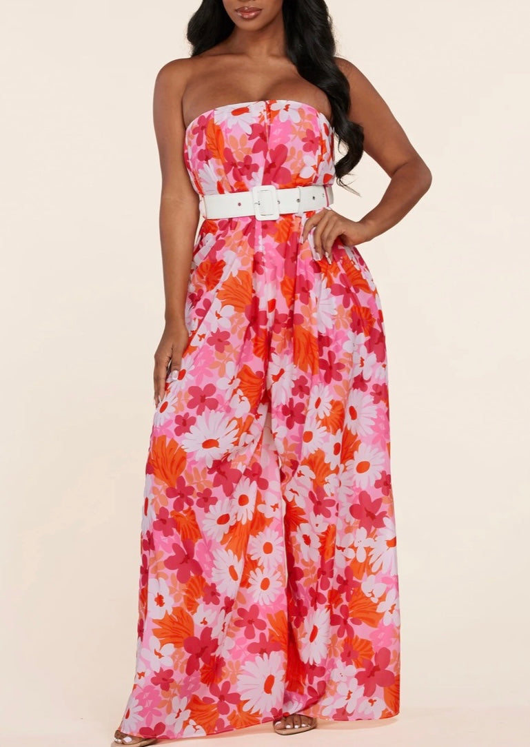 Floral Belted Jumpsuit