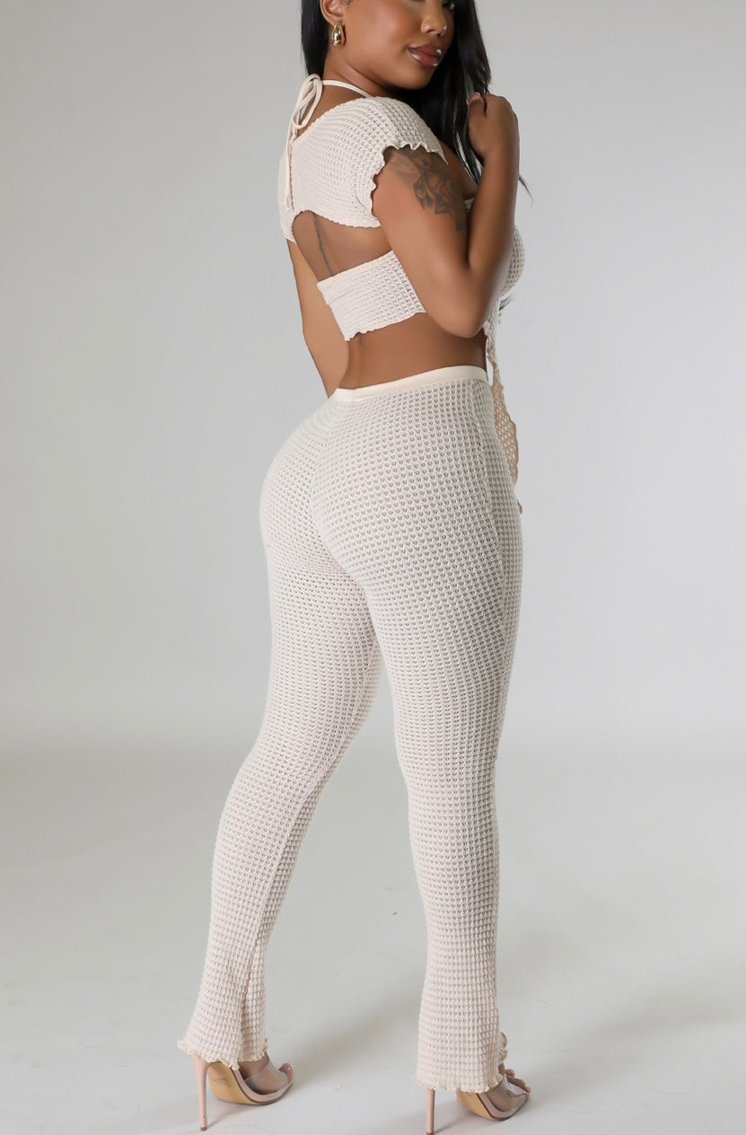 Knitted Crop Top Pants Set