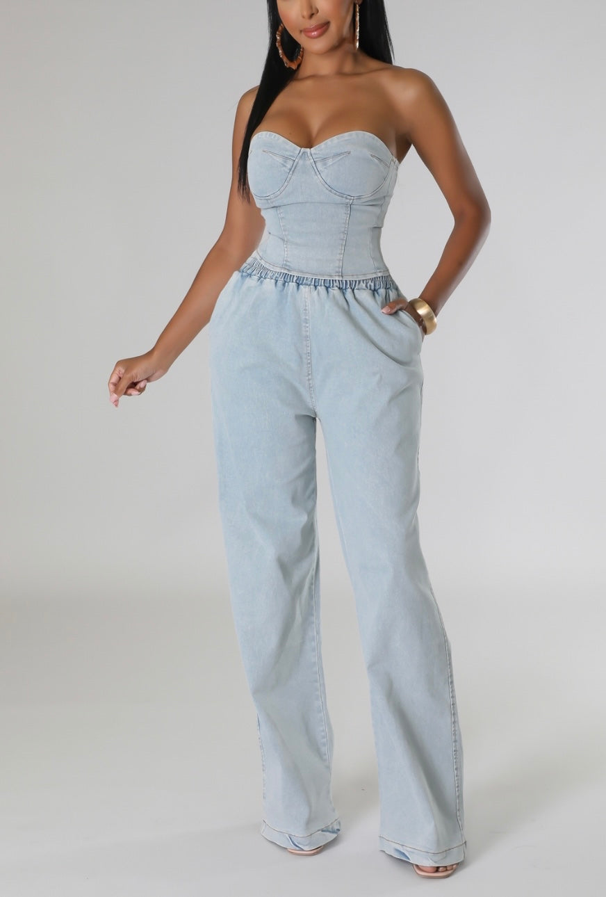 Bella Denim Pants Set