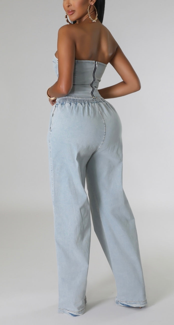 Bella Denim Pants Set