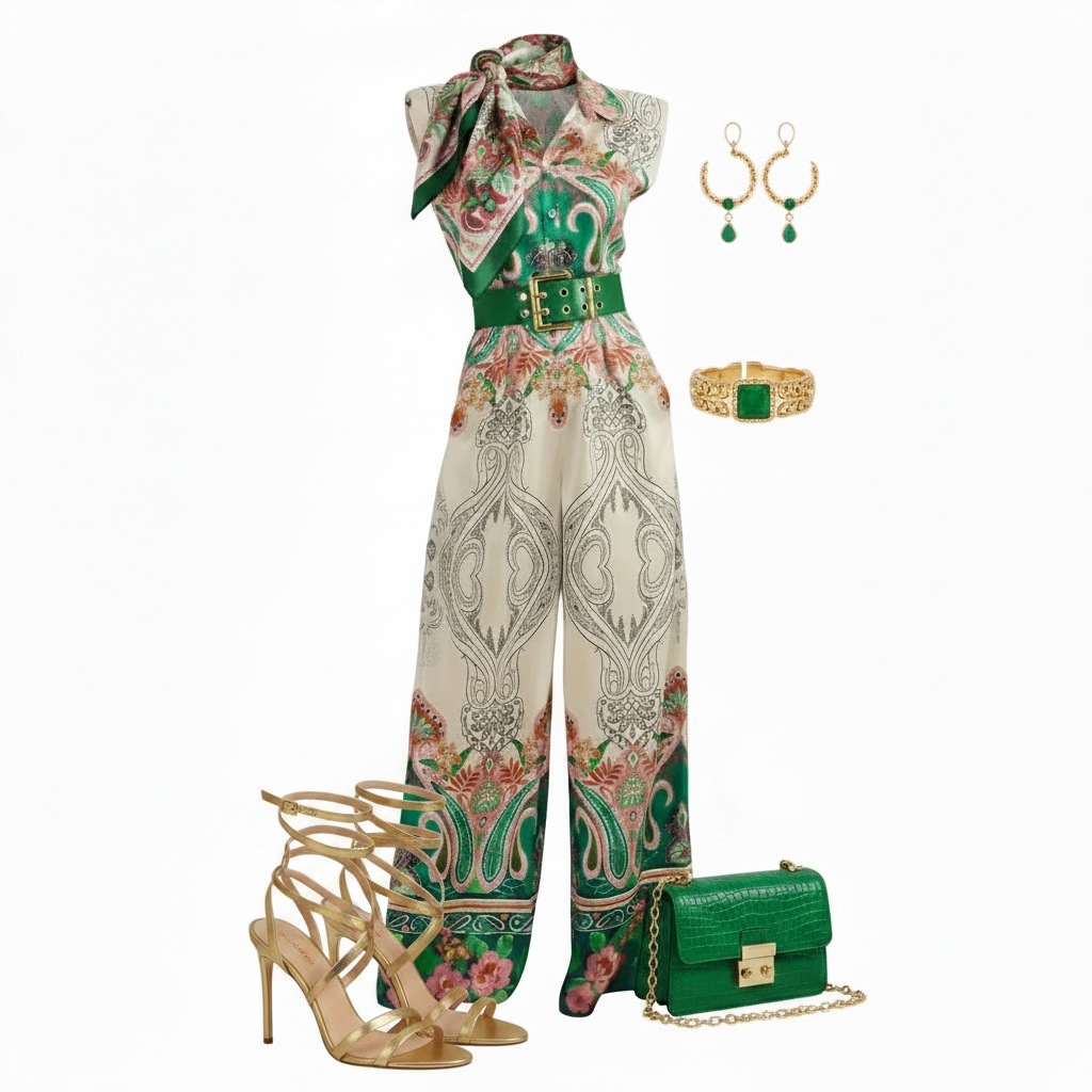 Nina Border Print Jumpsuit