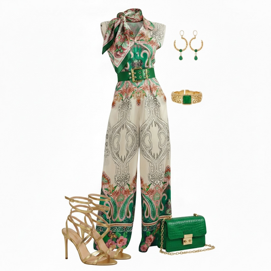Nina Border Print Jumpsuit