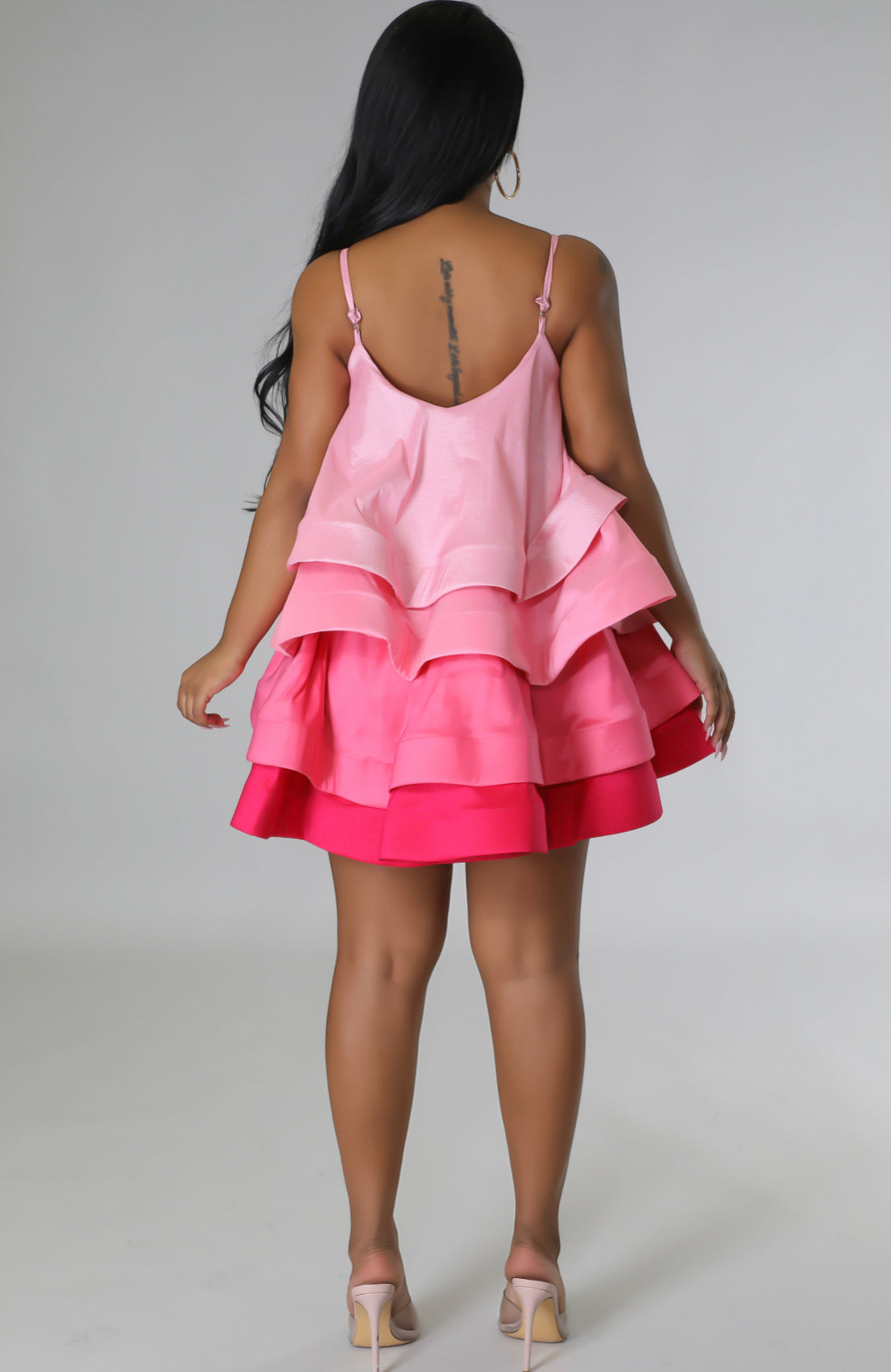 Shades of Pink Tiered Mini Dress