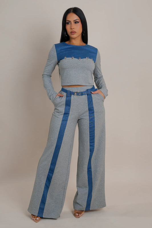 A Touch of Denim Pants Set