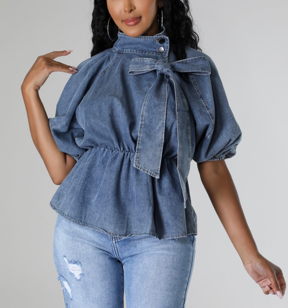 Puff of Denim Top