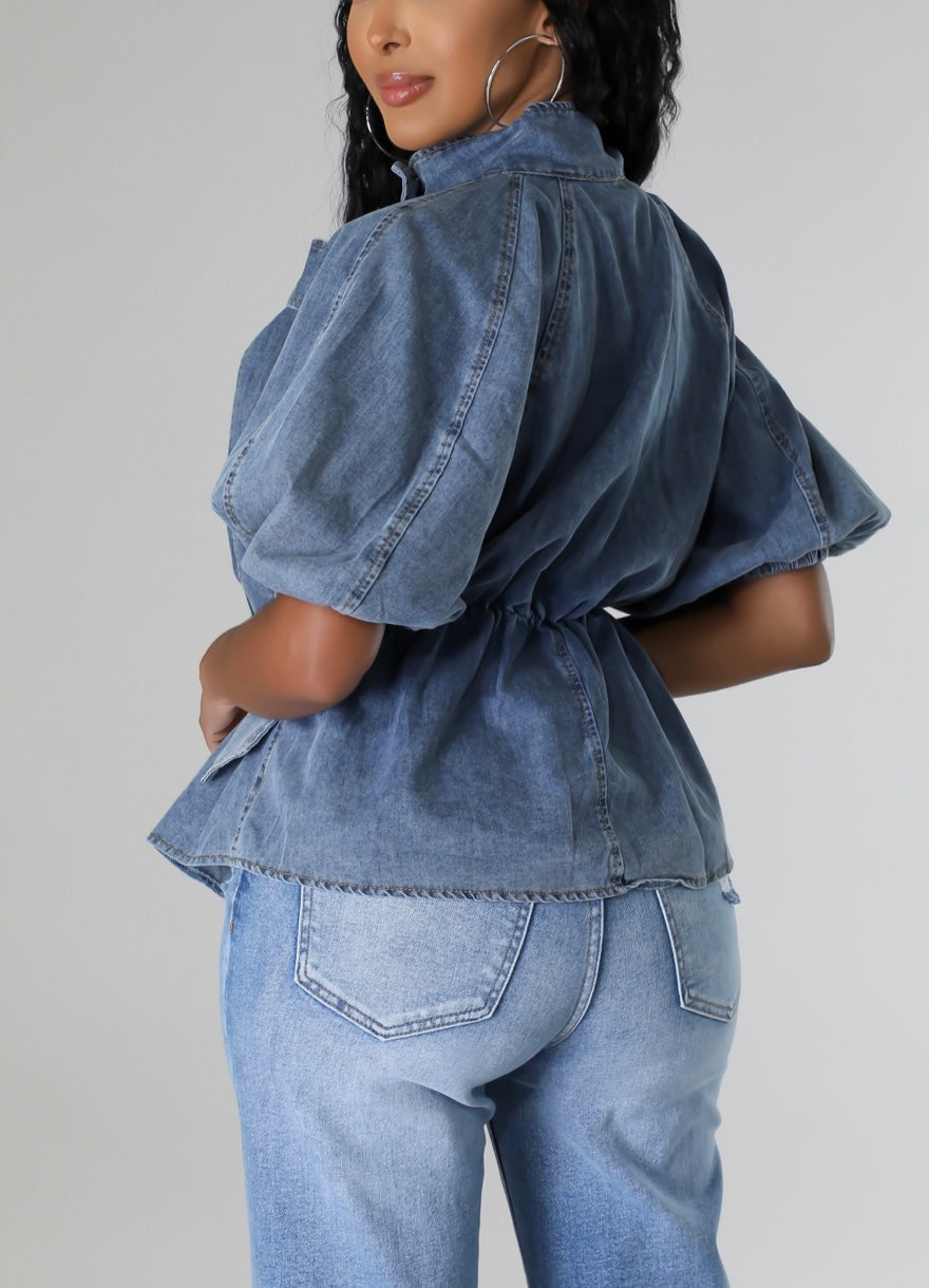 Puff of Denim Top