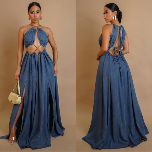 Sophisticated Denim Maxi Dress