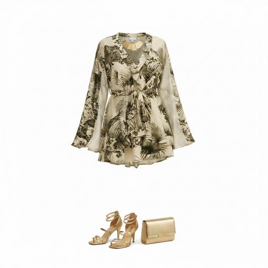 Safari Print Kimono Shorts Set